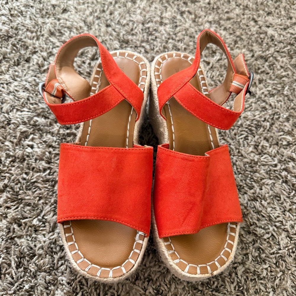 Orange Espadrille Platform Sandals